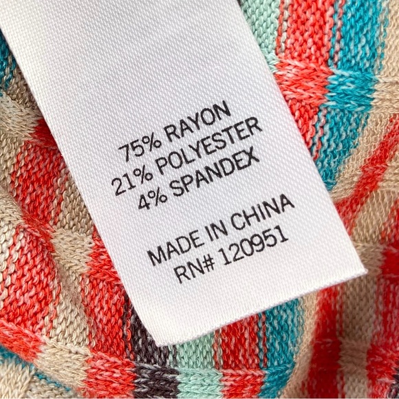 NEW Mudd Shirt Women’s XS Henley Button V Neck Multicolor Stripe Long Sleeve Top - Picture 4 of 8